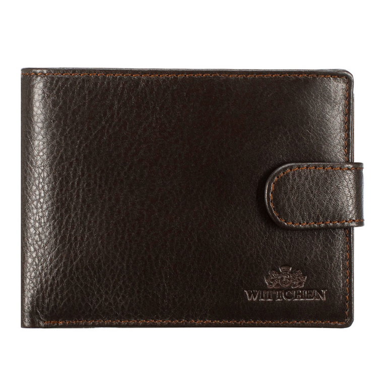 Męski portfel skórzany z przezroczystym panelem brązowy
