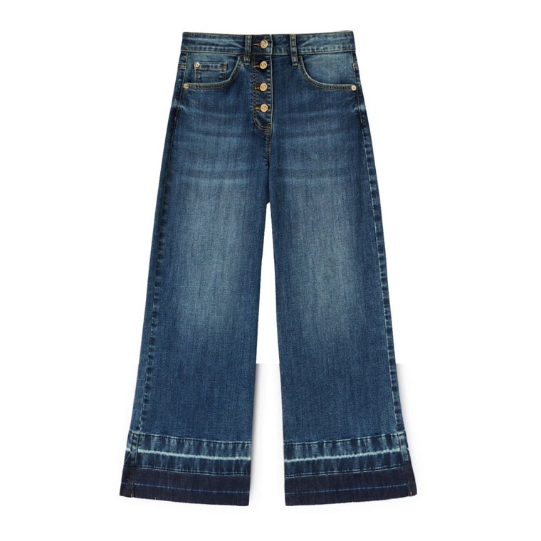 Cropped Jeans z Obszyciem Motywem Motivi