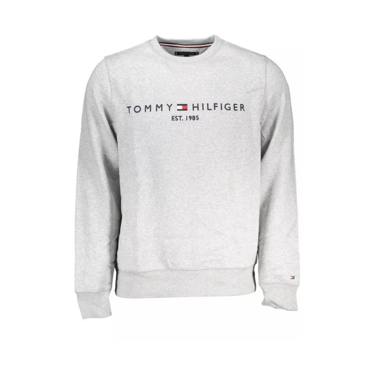 Szara Bawełniana Bluza, Długi Rękaw Fleece Tommy Hilfiger