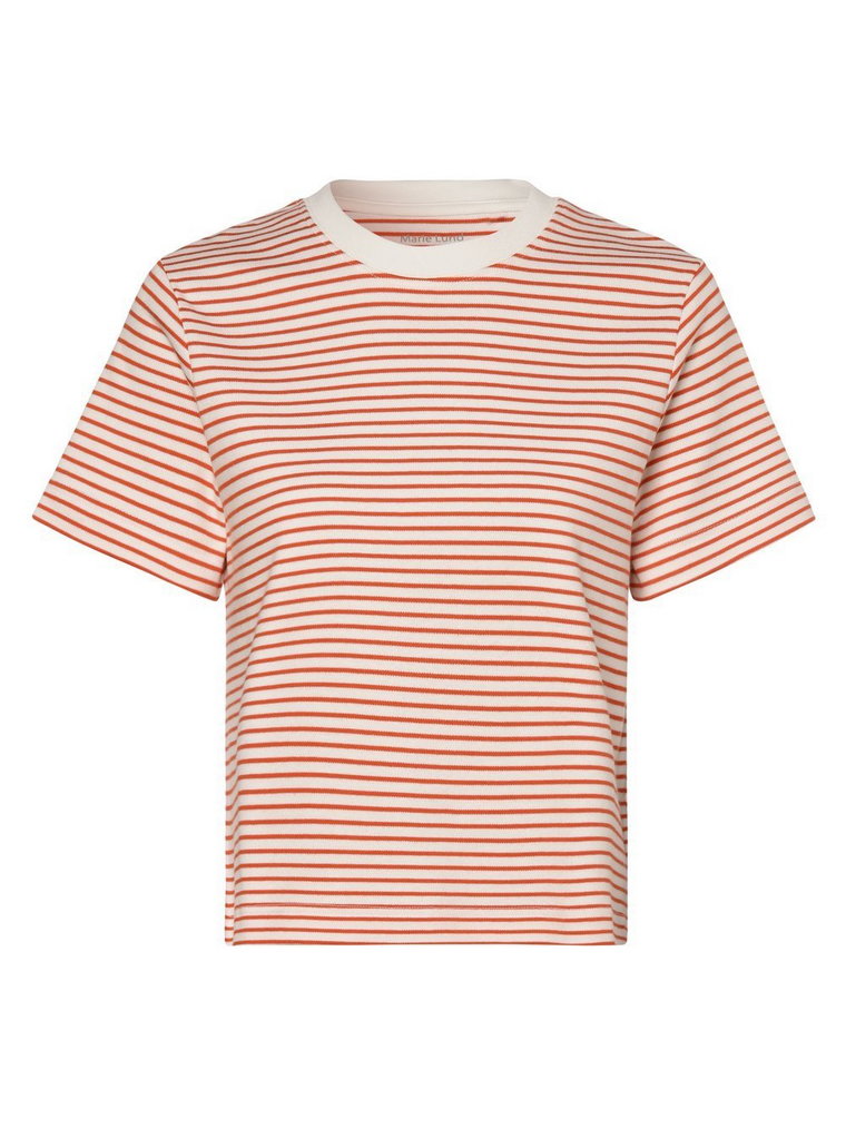Marie Lund - T-shirt damski, biały|pomarańczowy