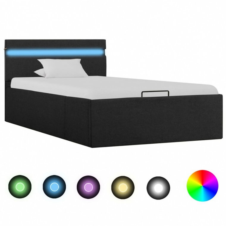 Rama łóżka, podnośnik i LED, ciemnoszara, tkanina, 100 x 200 cm kod: V-285601