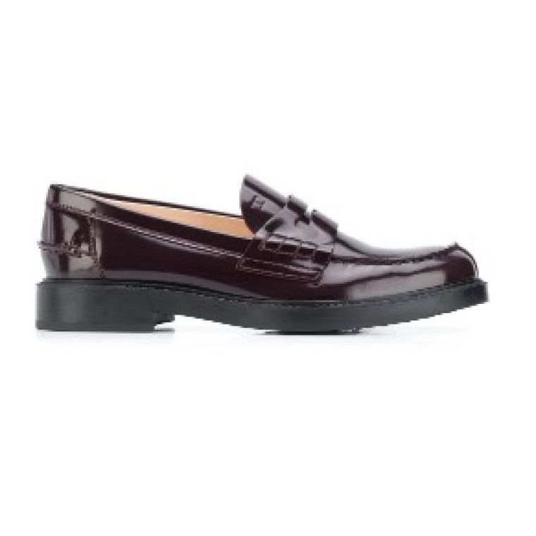 Czerwone skórzane penny loafers Tod's