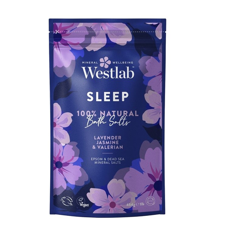 Westlab Sleep bath salts uspokajająca sól do kąpieli lawenda & jaśmin & waleriana 454g