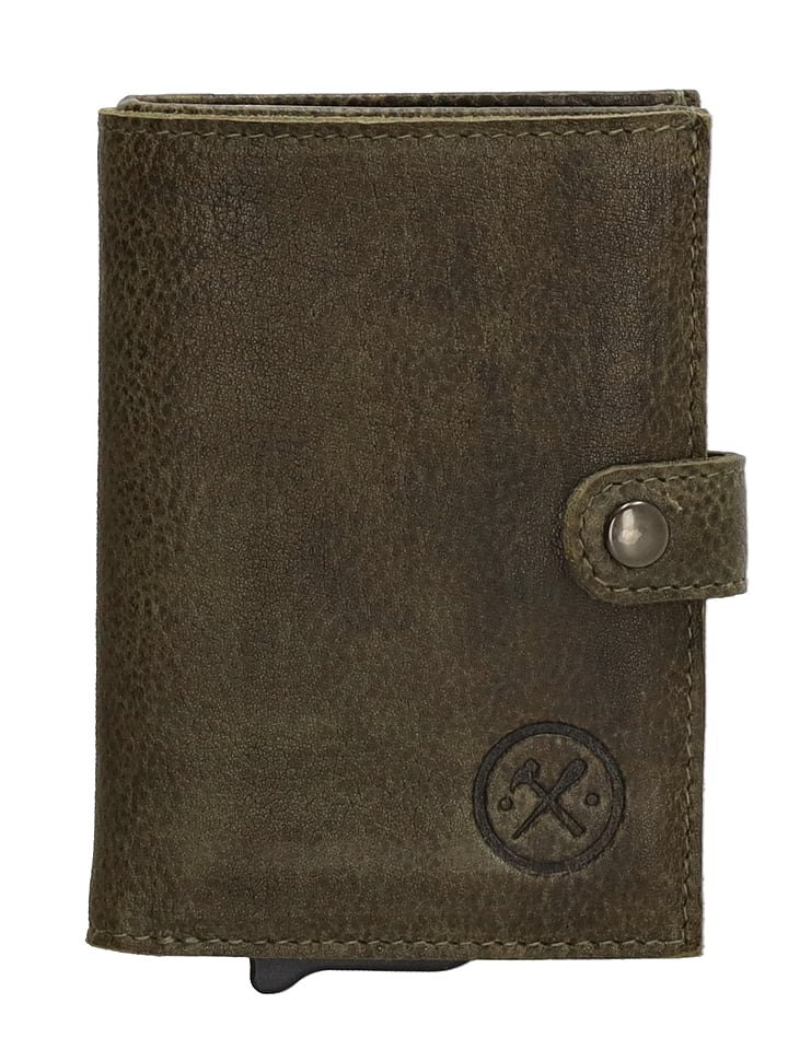 HIDE & STITCHES Skórzany portfel w kolorze brązowym - 7,2 x 10 x 1,5 cm