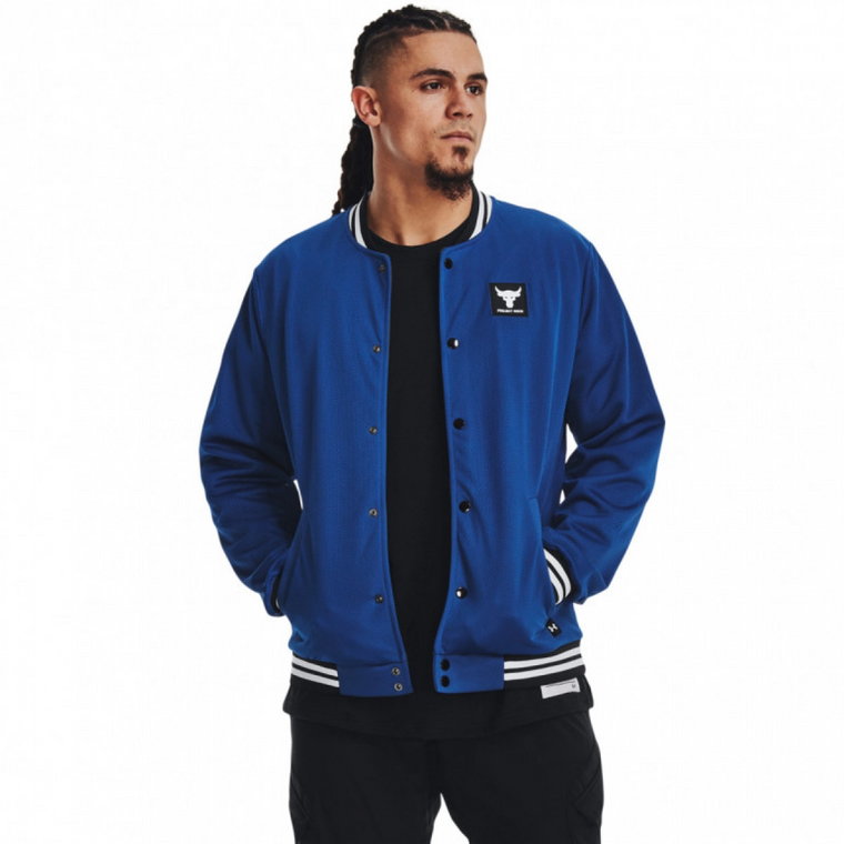 Męska kurtka przejściowa Under Armour Project Rock Mesh Varsity Jacket - niebieska