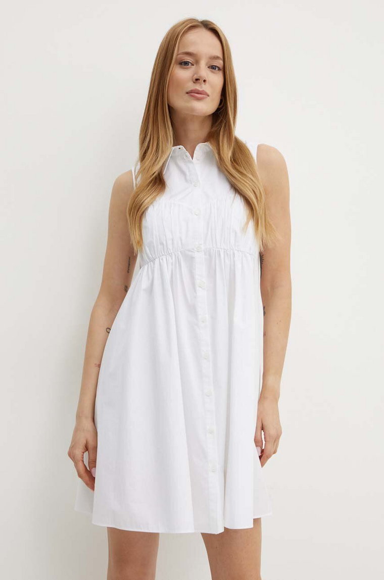 Patrizia Pepe sukienka bawełniana kolor biały mini rozkloszowana 2A2793 A9B9