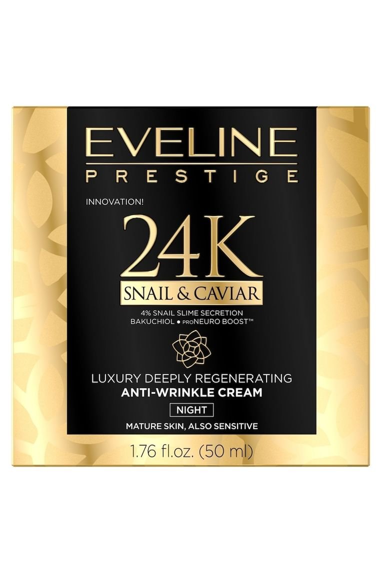 Eveline Cosmetics 24K Snail & Caviar Luksusowy regenerujący kram przeciwzmarszczkowy na noc Kremy do twarzy 50 ml Damski