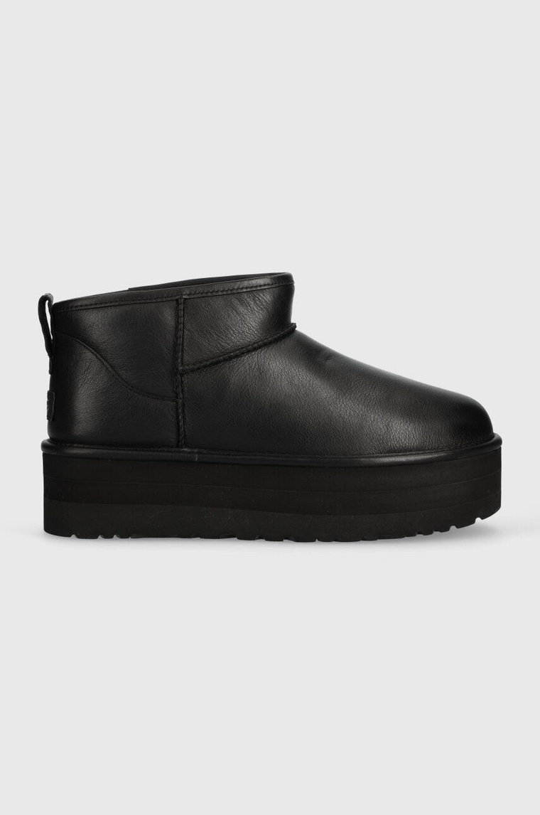 UGG śniegowce skórzane Classic Ultra Mini Platform kolor czarny 1141510