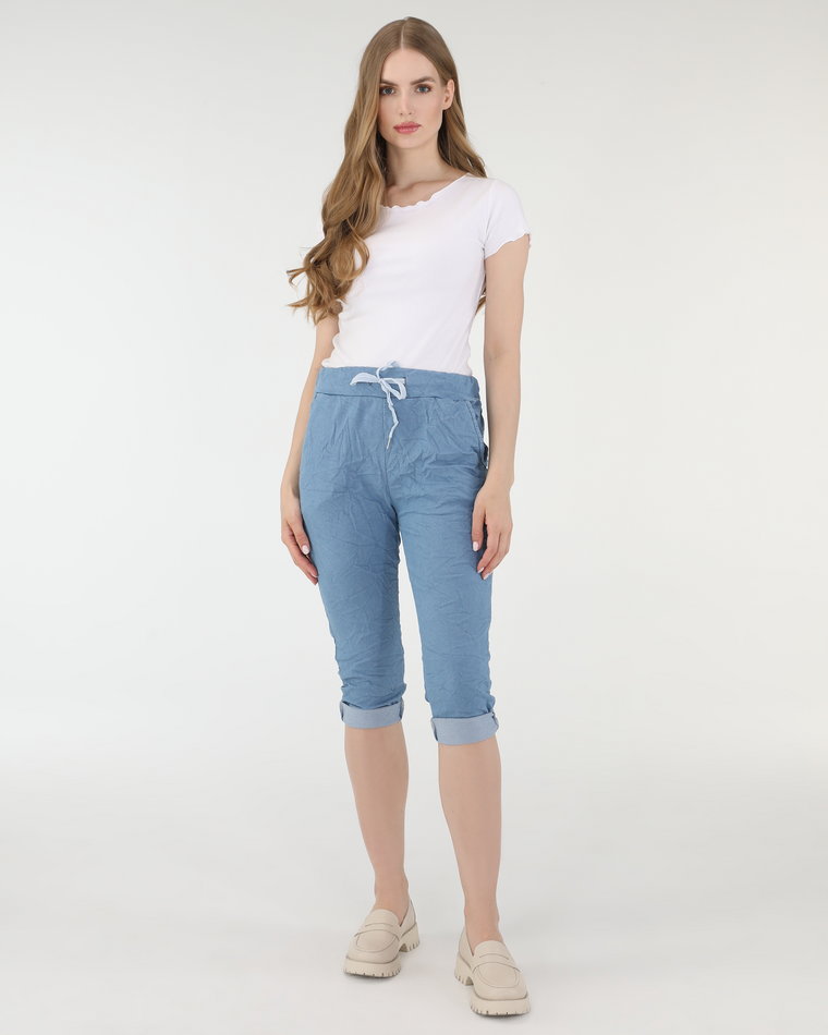 GŁADKIE NIEBIESKIE SZORTY 141-8264 JEANS