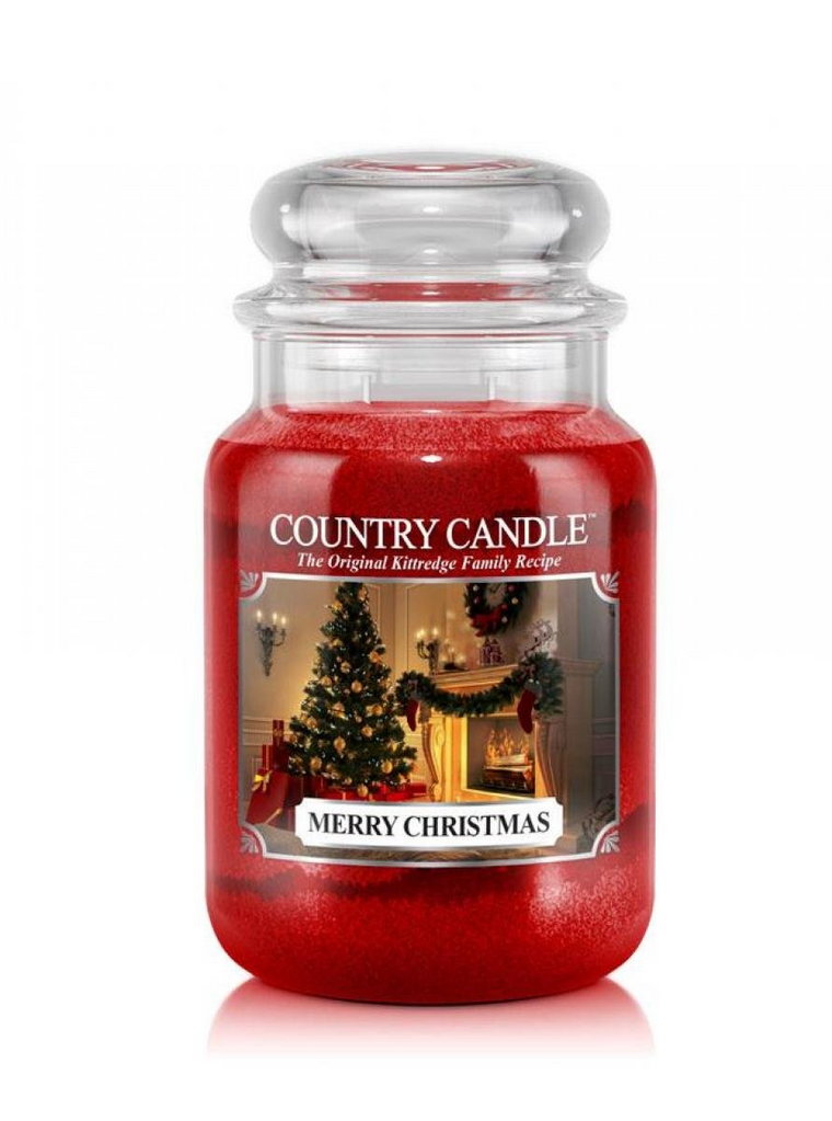 Świeca zapachowa COUNTRY CANDLE, Merry Christmas, duży słoik, 2 knoty
