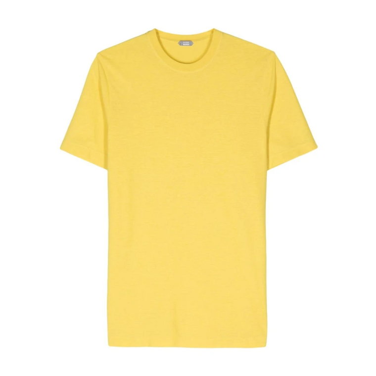 Organiczna Bawełniana Żółta Koszulka Jersey Zanone