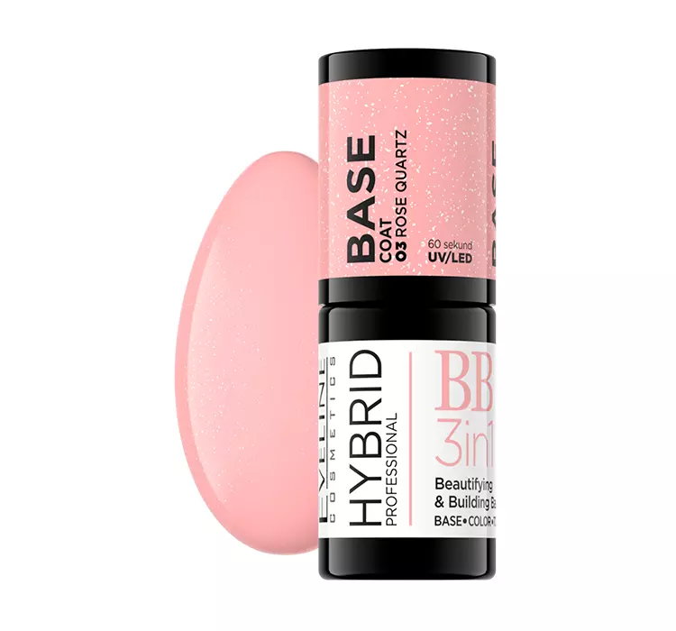 EVELINE HYBRID PRO UPIĘKSZAJĄCO-BUDUJĄCA HYBRYDOWA BAZA KAUCZUKOWA 03 ROSE QUARTZ 5ML