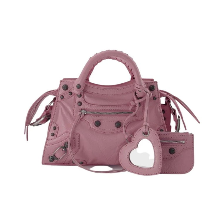 Różowa skórzana torebka XS Balenciaga