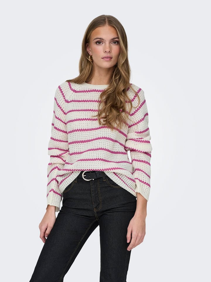 JDY Sweter w kolorze biało-różowym