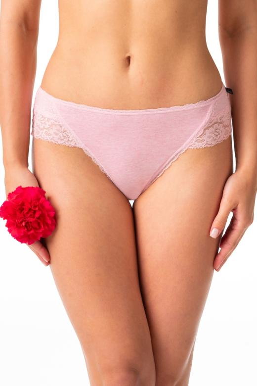 Figi damskie z bawełny o kroju midi bikini z koronką LPC 261 Key