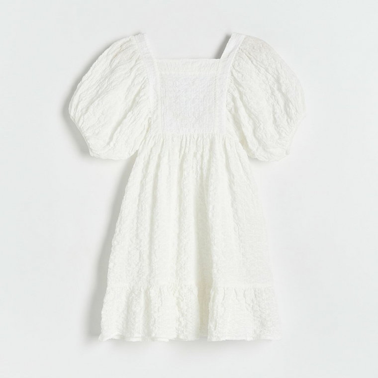 Reserved - Sukienka z bufkami - biały