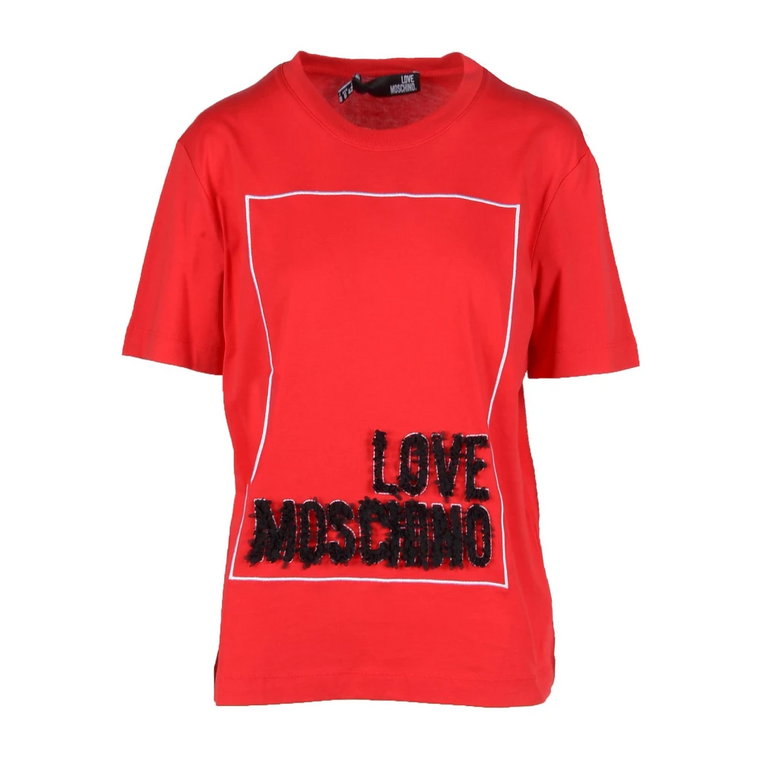 Luksusowa Czerwona Koszulka dla Kobiet Love Moschino