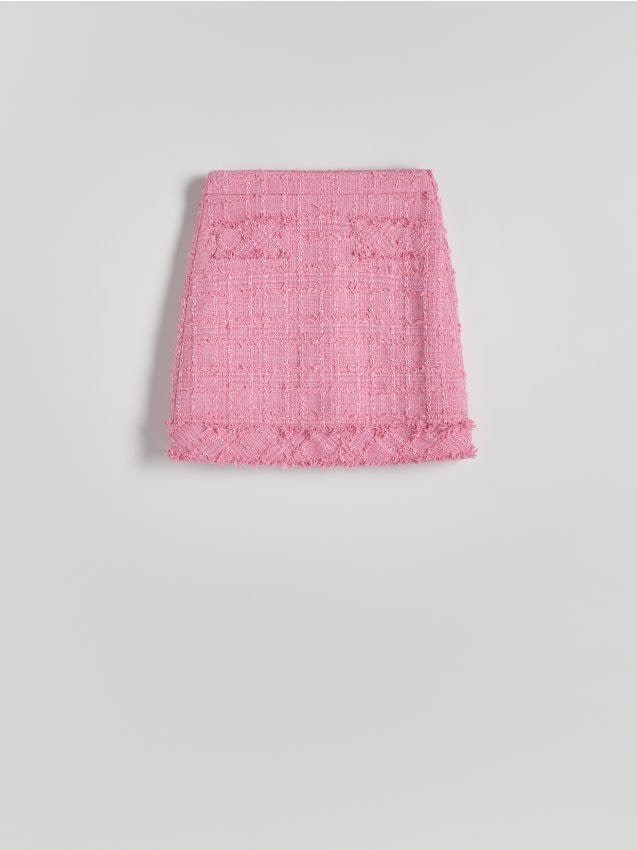 Reserved - Tweedowa spódnica mini - fioletowy