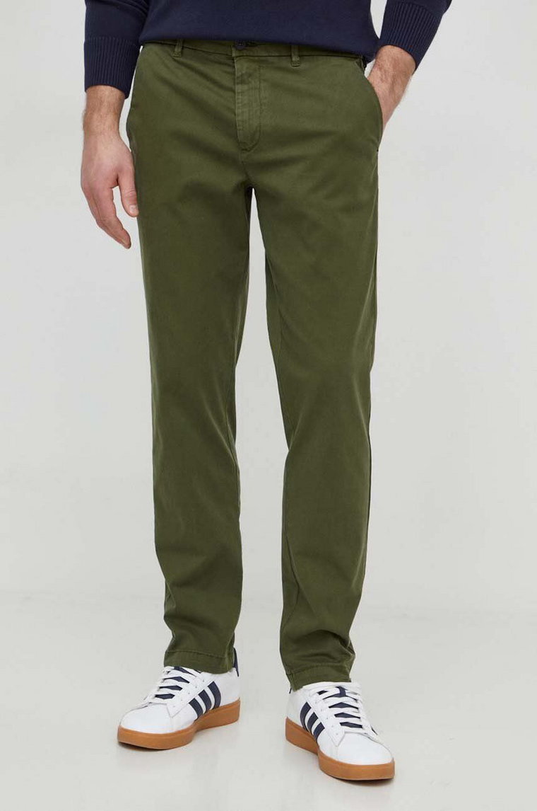 United Colors of Benetton spodnie męskie kolor zielony proste