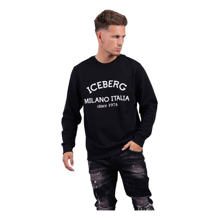 5C Felpa Logo Sweter Mężczyźni Czarny Iceberg