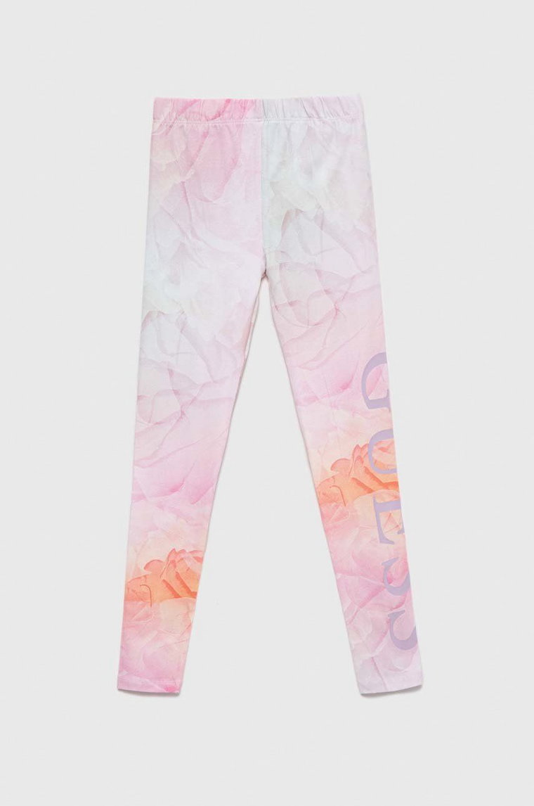 Guess legginsy dziecięce kolor różowy wzorzyste