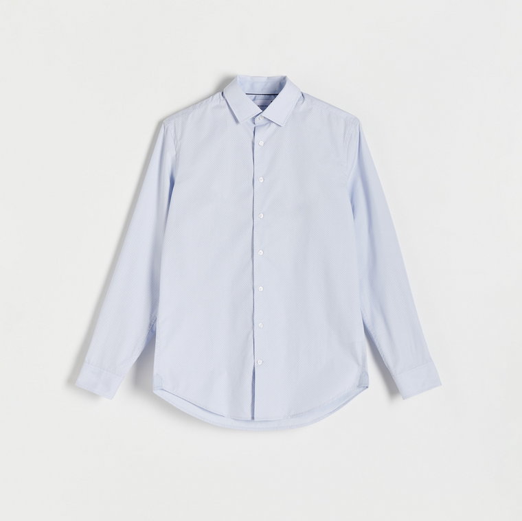 Reserved - Koszula slim z drobnym printem - jasnoniebieski