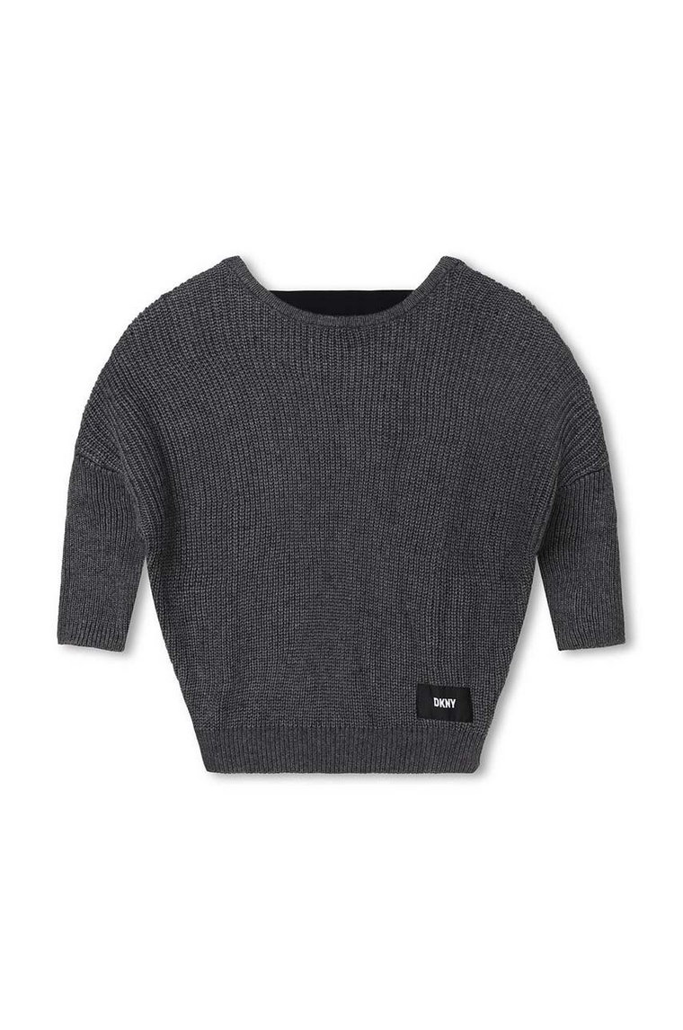 Dkny sweter z domieszką wełny dziecięcy kolor szary lekki