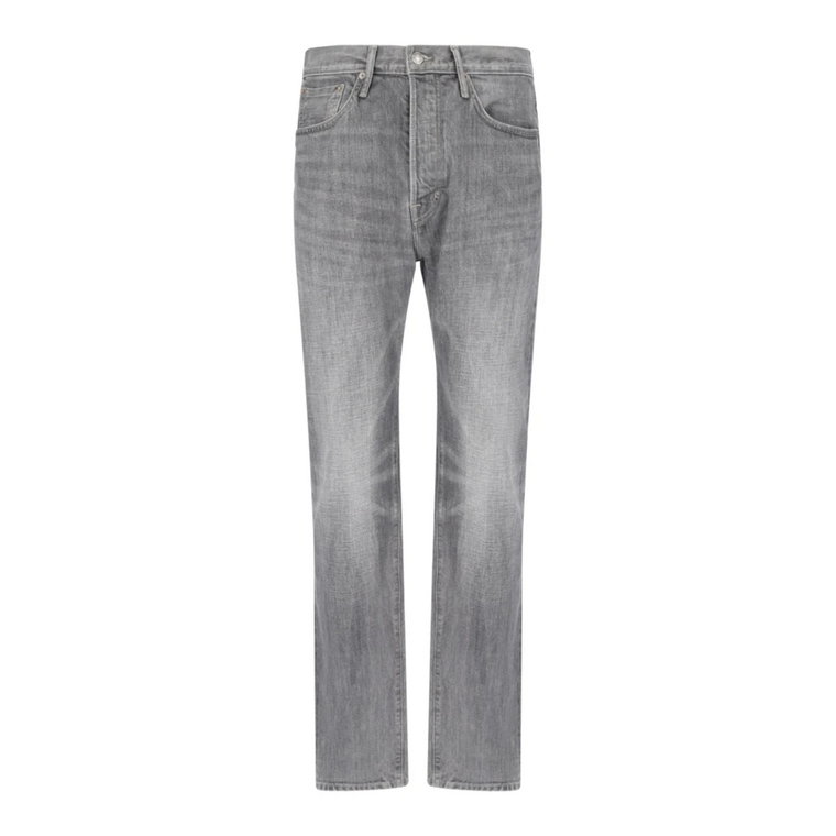 Szare proste jeansy z pętelkami na pasek i pięcioma kieszeniami Tom Ford