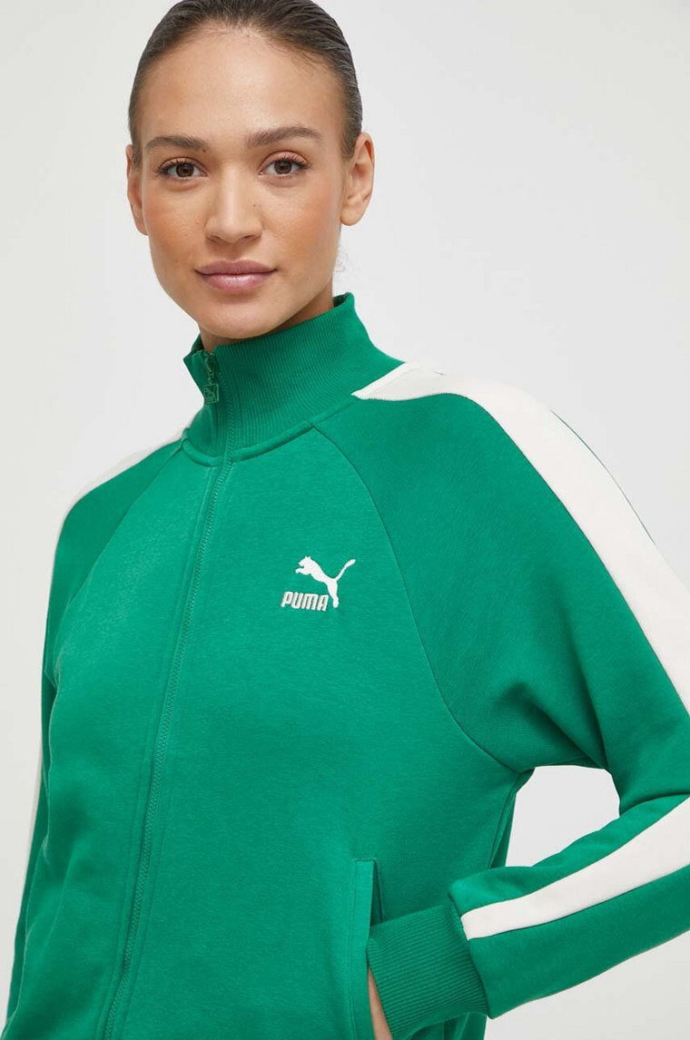 Puma bluza Iconic T7 damska kolor zielony wzorzysta 625602