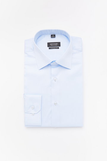 Bawełniana błękitna koszula custom fit Recman Versone 2509