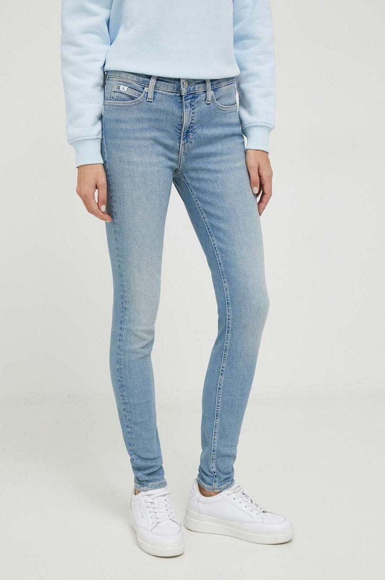 Calvin Klein Jeans jeansy damskie kolor niebieski