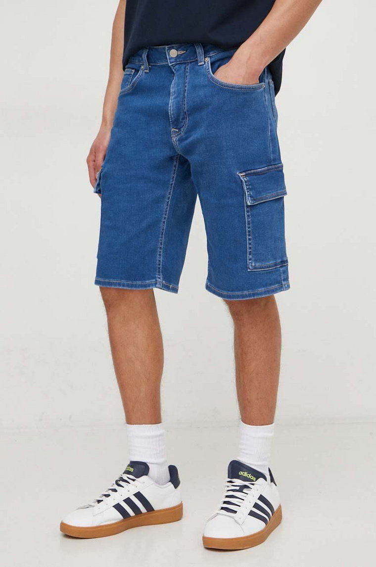 Pepe Jeans szorty jeansowe RELAXED SHORT CARGO męskie kolor niebieski PM801082
