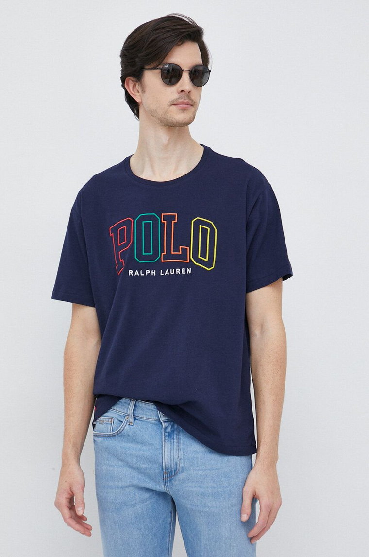 Polo Ralph Lauren t-shirt bawełniany kolor granatowy z aplikacją