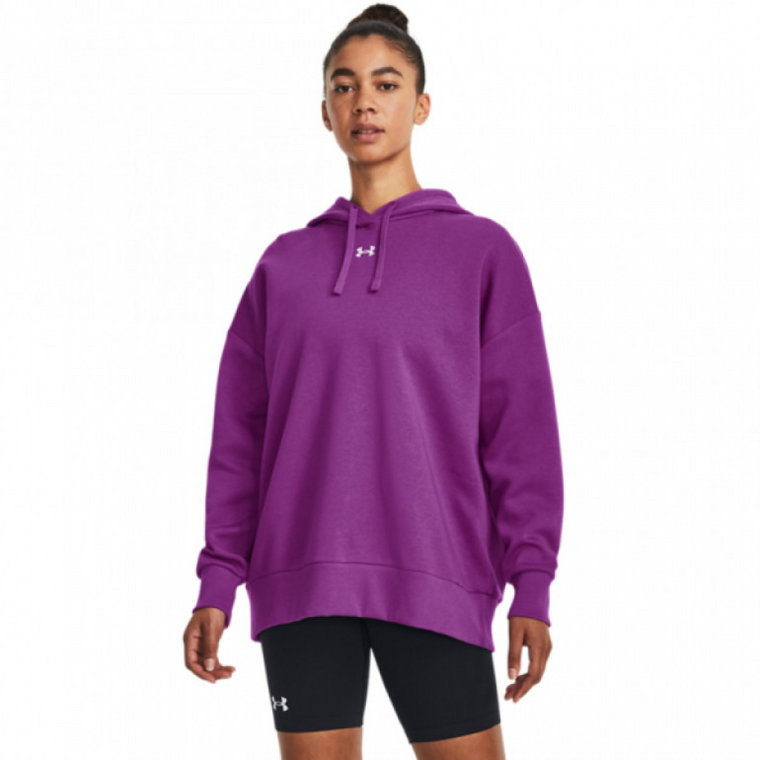 Damska bluza dresowa nierozpinana z kapturem Under Armour UA Rival Fleece Oversized Hoodie - fioletowa