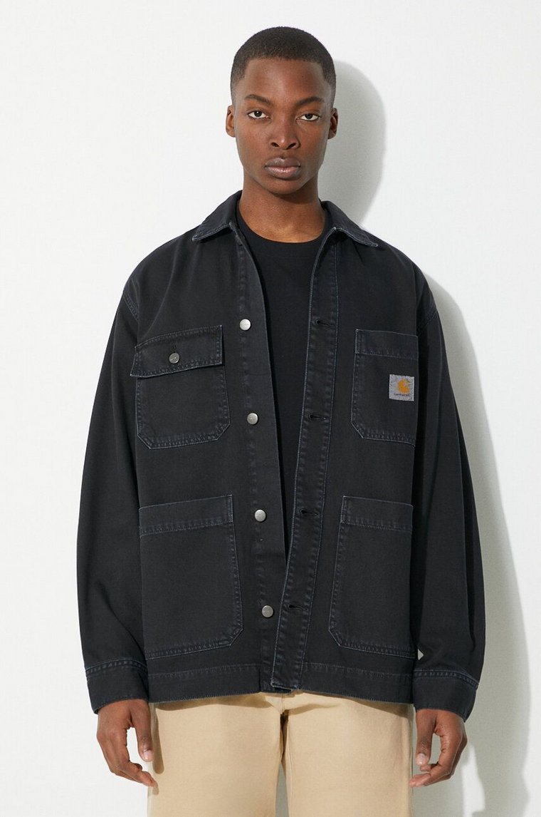Carhartt WIP kurtka jeansowa Garrison Coat męska kolor czarny przejściowa I033114.894J
