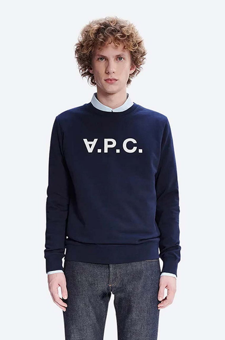 A.P.C. bluza bawełniana Sweat Vpc męska kolor granatowy z aplikacją COECQ.H27378-DARKNAVY