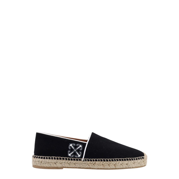 Czarne Skórzane Espadryle z Logo Strzałki Off White