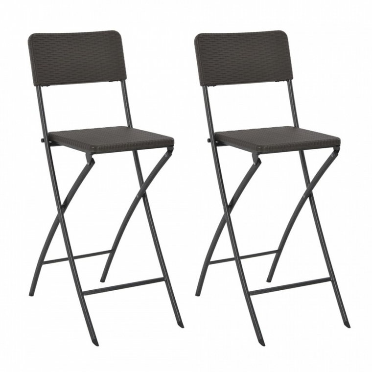 Składane krzeseł  2 szt. HDPE i stal brązowe rattanowy wygląd kod: V-44558