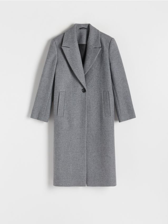 Reserved - Wełniany płaszcz - jasnoszary