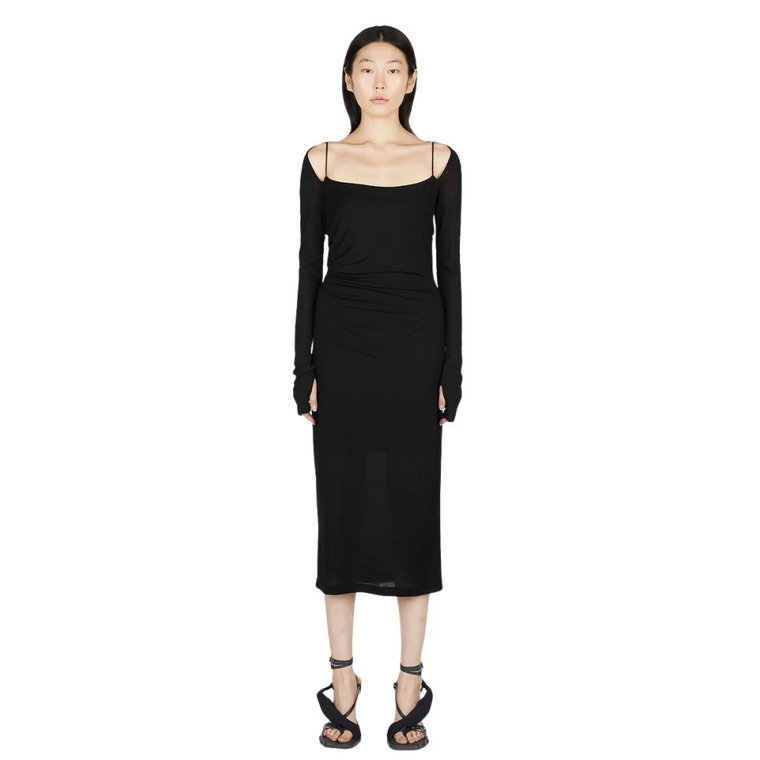 Midi Sukienka z Kwadratowym Dekoltem Helmut Lang