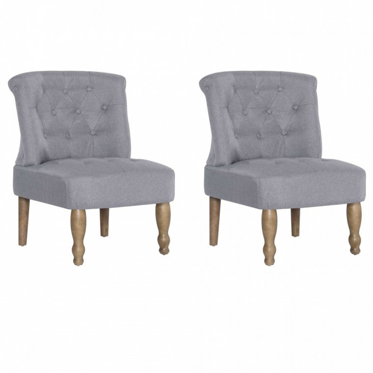Krzesła w stylu francuskim 2 szt. jasnoszare materiałowe kod: V-282131