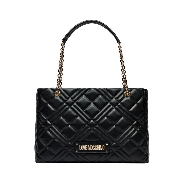 Czarna Skórzana Torba Shopper Moschino