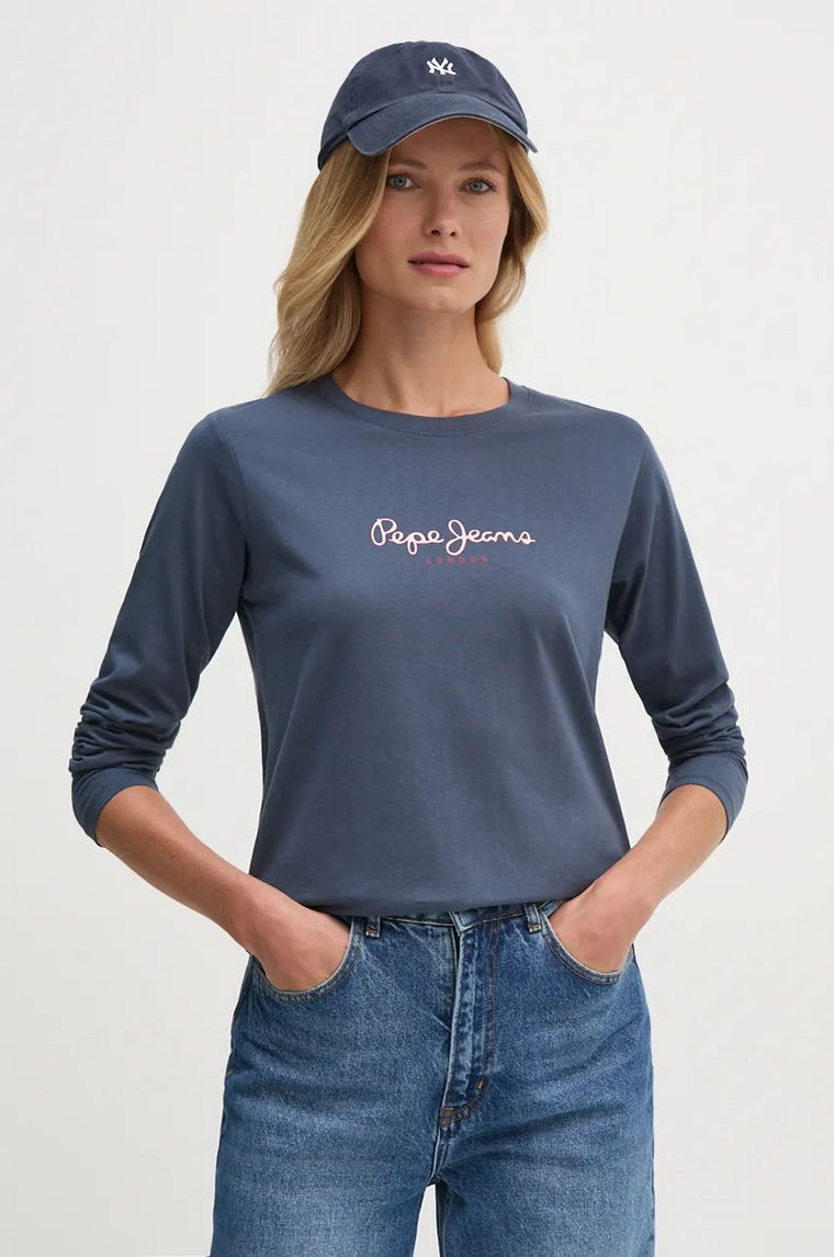 Pepe Jeans longsleeve bawełniany FIORE LS kolor granatowy PL505947