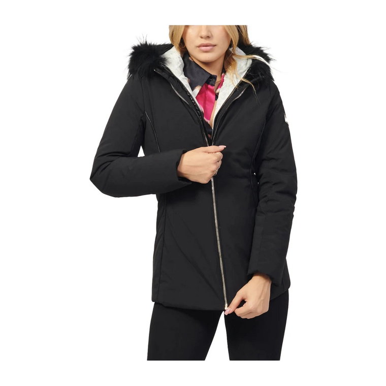 Czarny Syntetyczny Płaszcz dla Kobiet YES ZEE