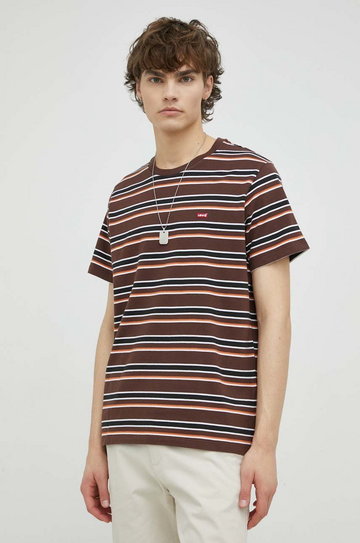 Levi's t-shirt bawełniany kolor brązowy wzorzysty