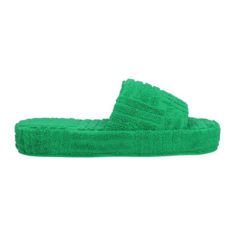 Zielone Bawełniane Resortowe Sponge Slides Bottega Veneta