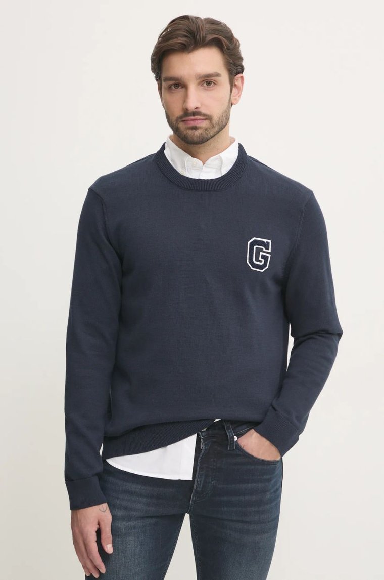 Gant sweter bawełniany kolor granatowy lekki 8030221