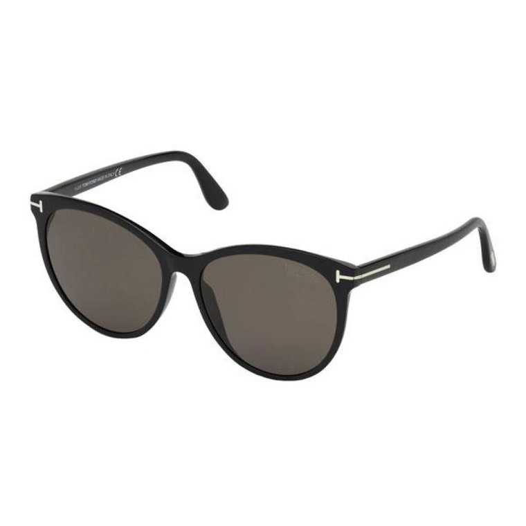 Eleganckie czarne okulary przeciwsłoneczne w stylu kocim okiem Tom Ford