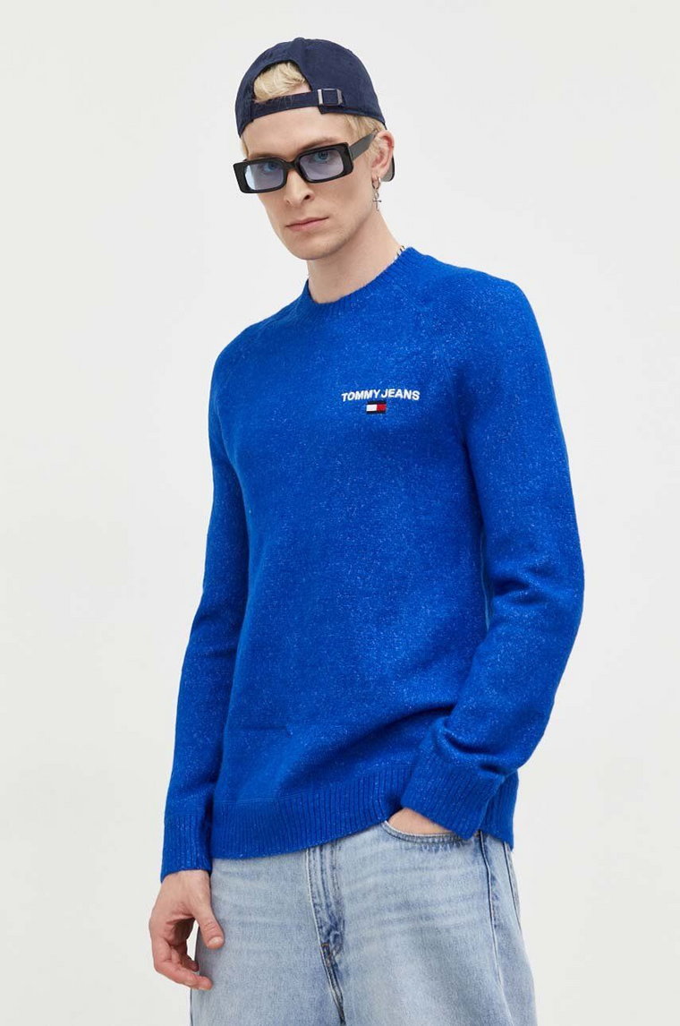 Tommy Jeans sweter męski kolor niebieski