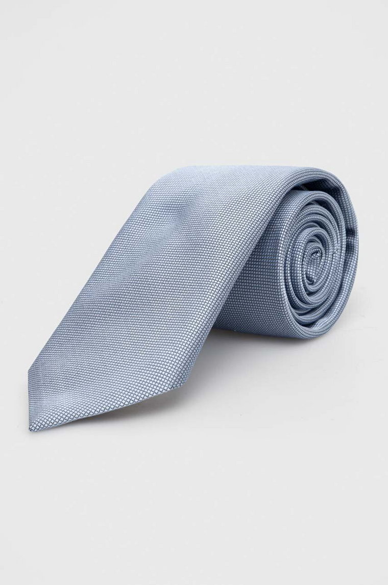 BOSS krawat jedwabny kolor niebieski